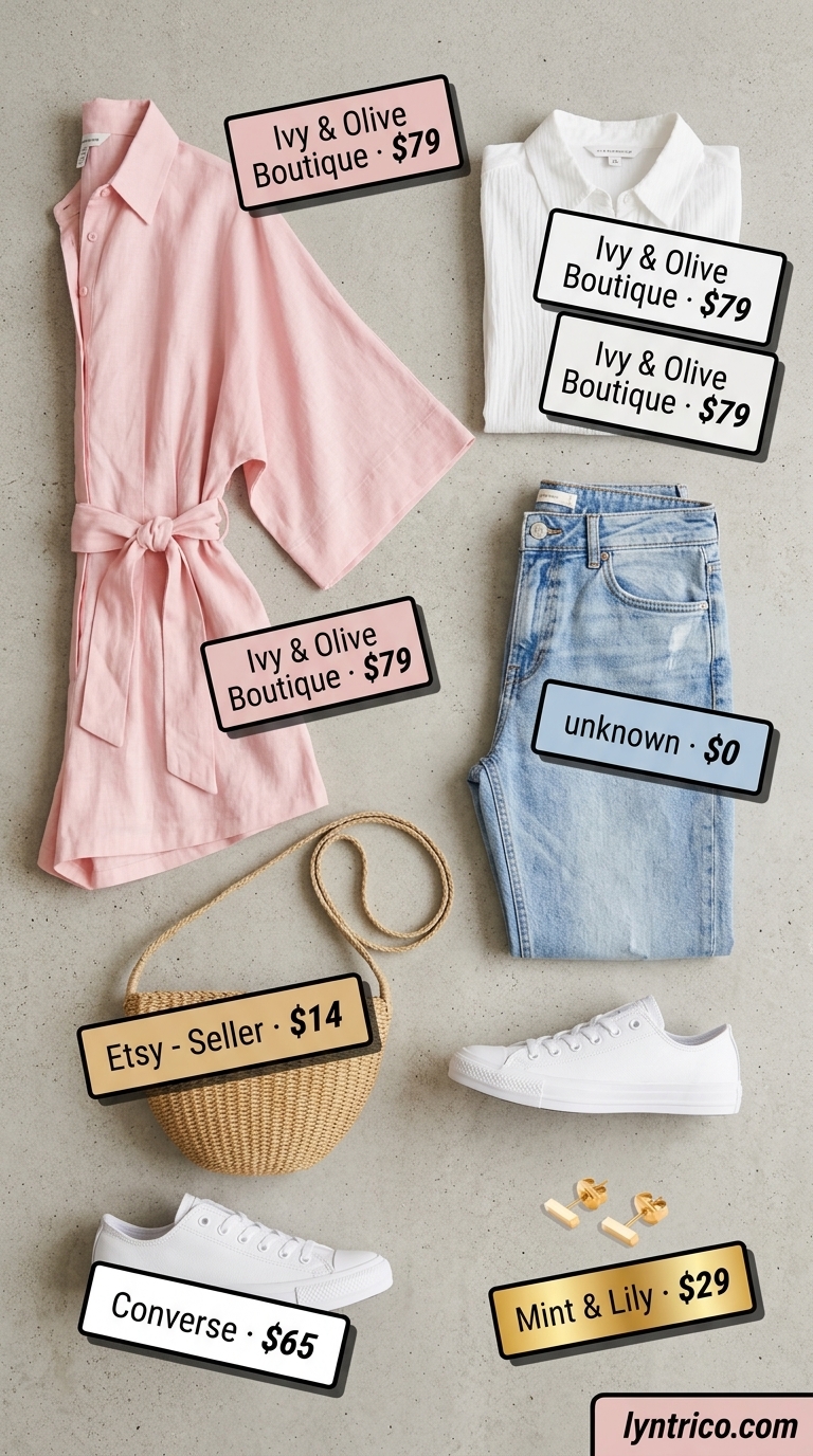 Casual romper in blush pink for every day summer basics outfits for women 2026. Comfortable and easy.