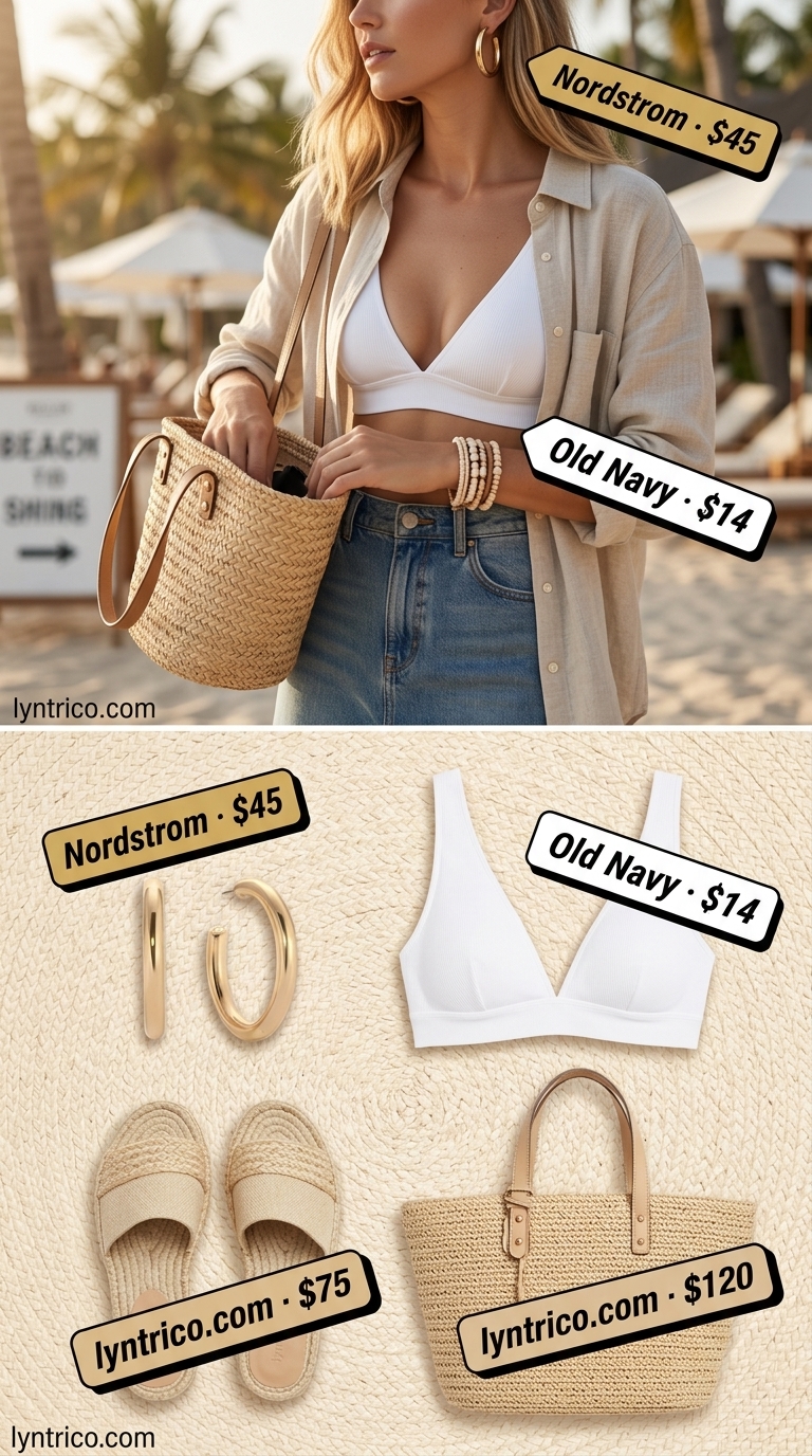 Flattering Plus Size Summer Outfits 2026: Resort Stripe Set Flattering plus size summer outfits for women 2026: Blue stripe linen set for relaxed resort wear.