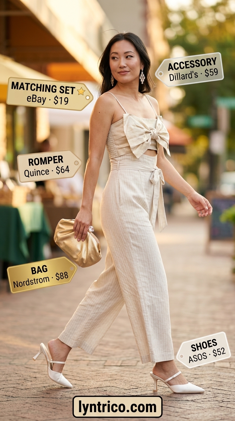 Champagne gold linen set outfit for women 2026, perfect for summer evenings and cocktail parties.
