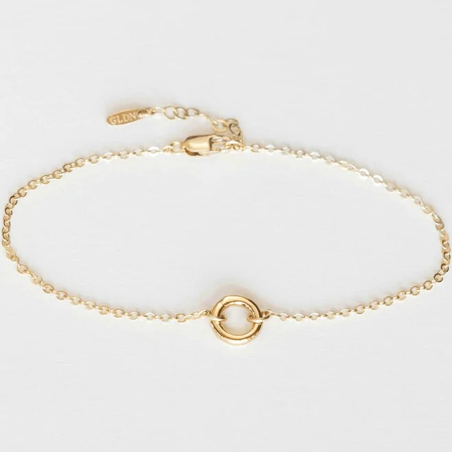 accessory 10K Solid Gold Dainty Charm Holder Bracelet GLDN $238