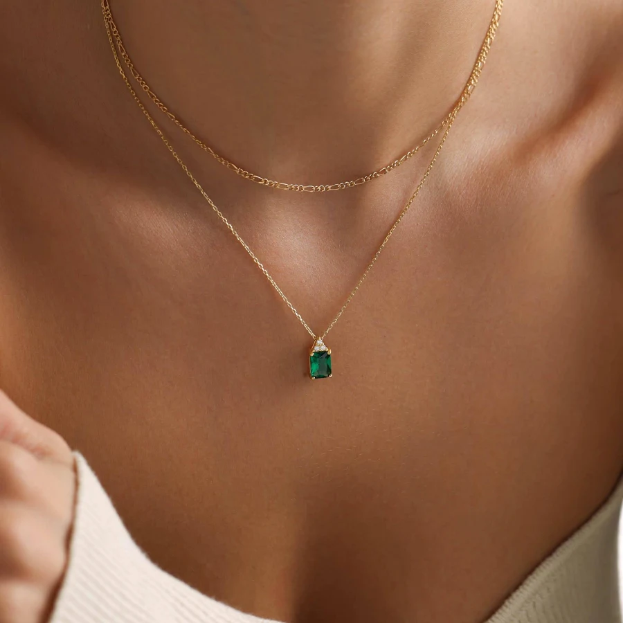 accessory 14K Emerald Necklace Etsy - YourNamesJewelry $21