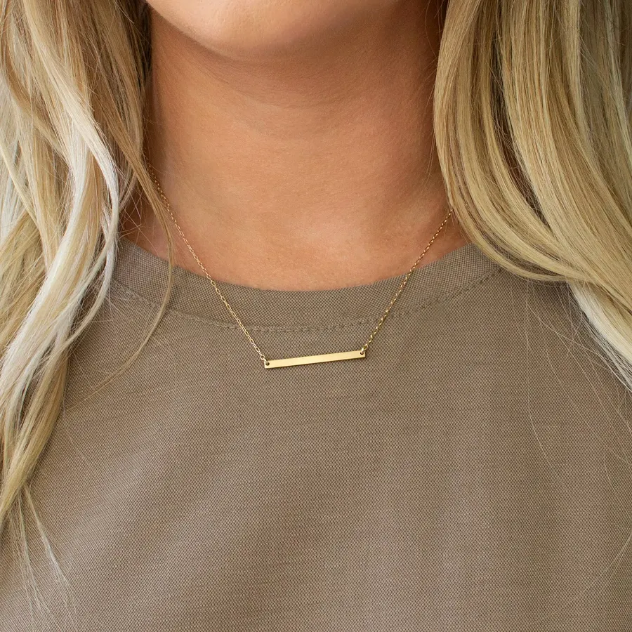 accessory 14K Gold Fill Leila Ultra Skinny Medium Bar Necklace LEILA $68