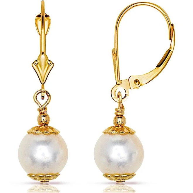 accessory 14K Gold Freshwater Cultured Pearl Beaded Earrings Overstock $348.49