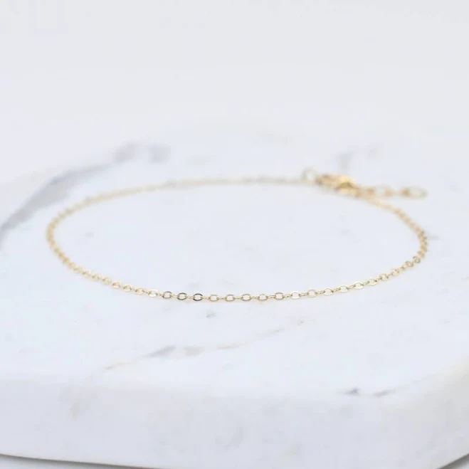 accessory 14K Solid Gold Dainty Cable Chain Bracelet Etsy - SashJewelry $119