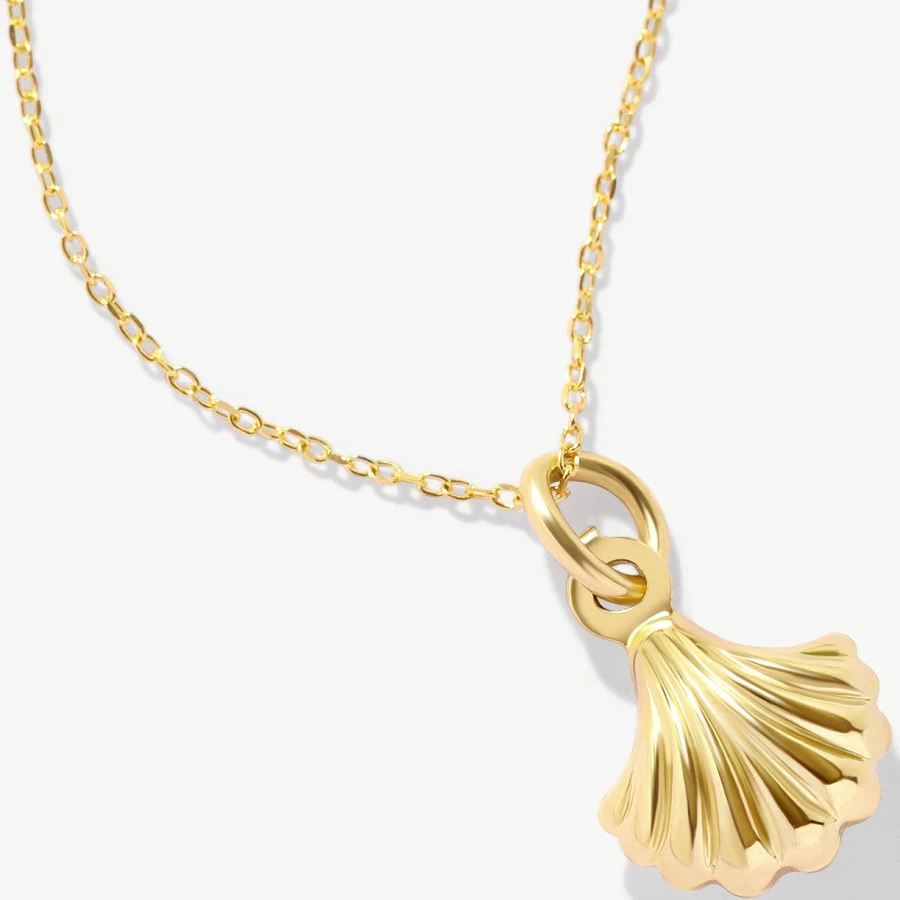 accessory 14K Solid Gold Seashell Dainty Pendant Necklace Madano Jewels $143.2