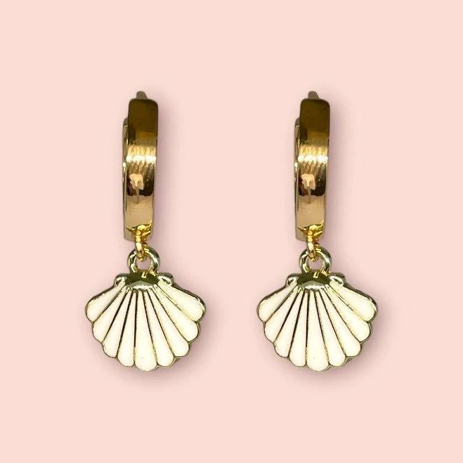 accessory 18K Gold Plated Scallop Shell Huggies Hoop Earrings Etsy - Seller $14.07