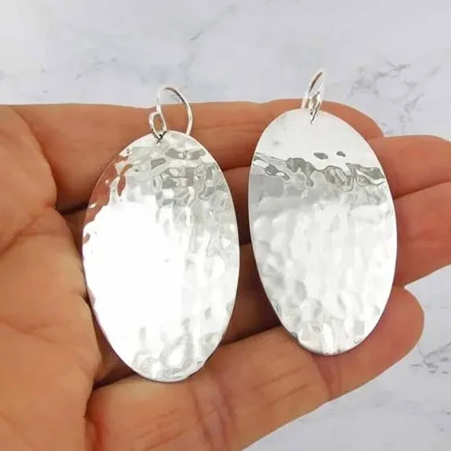 accessory 925 Sterling Silver Hammered Drop Earrings Etsy - Seller $19.49