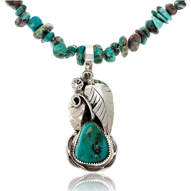 accessory .925 Sterling Silver Handmade Navajo Turquoise Necklace LomaSiiva $455.99