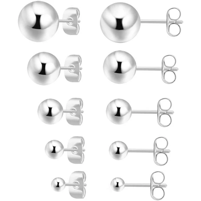 accessory 925 Sterling Silver Tiny Round Ball Stud Earrings (5 Pairs) eBay - rahavtor4 $18.95