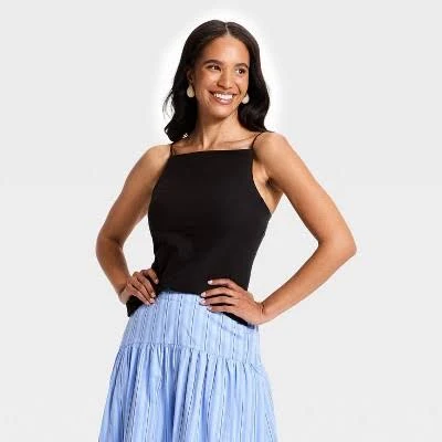 sleeveless top A New Day Women's Linen Square Neck Tank Top Target $25