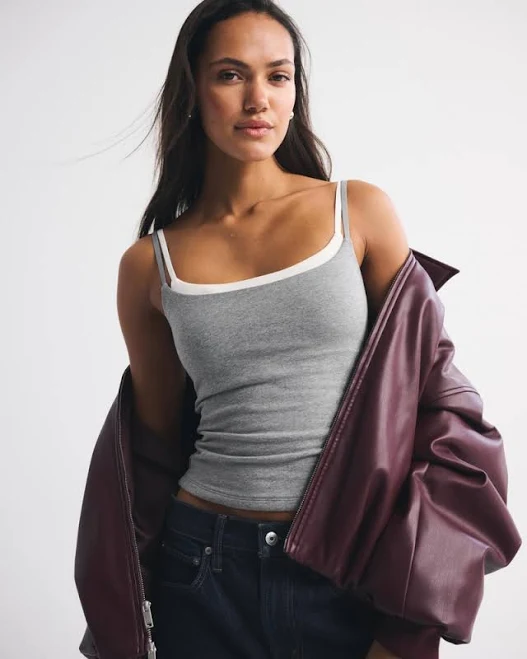 crop top Abercrombie & Fitch Women's Bra-Free Double-Layered 90s Cami Abercrombie & Fitch $40
