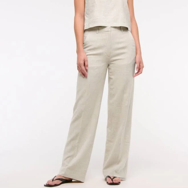 bottoms Abercrombie & Fitch Women's Tailored Linen-Blend Wide Leg Pants Abercrombie & Fitch $24.97