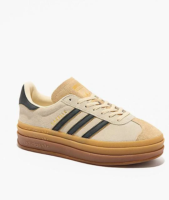 shoes adidas Originals Gazelle Bold Cream White, Black & Sand Platform Shoes Zumiez $84.96