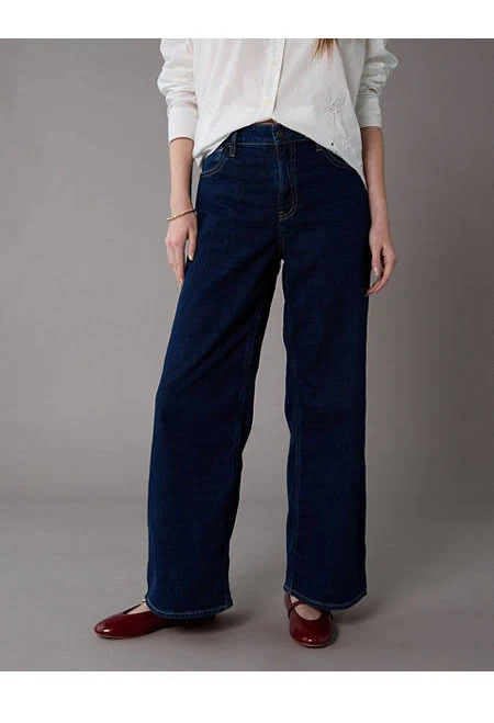 jeans AE Dreamy Drape Stretch Super High-Waisted Baggy Wide-Leg Jean American Eagle Outfitters $47.45