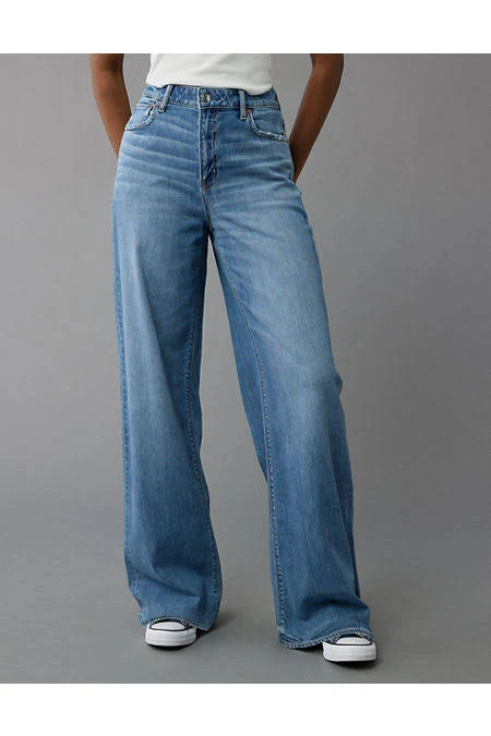 bottom AE Dreamy Drape Super High-Waisted Baggy Wide-Leg Jean American Eagle Outfitters $44.96