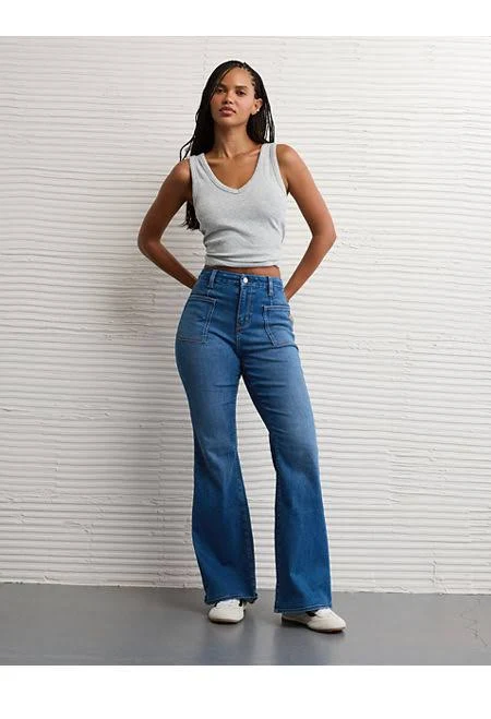 pants AE Next Level Curvy Super High-Waisted Flare Jeans American Eagle Outfitters $39.99