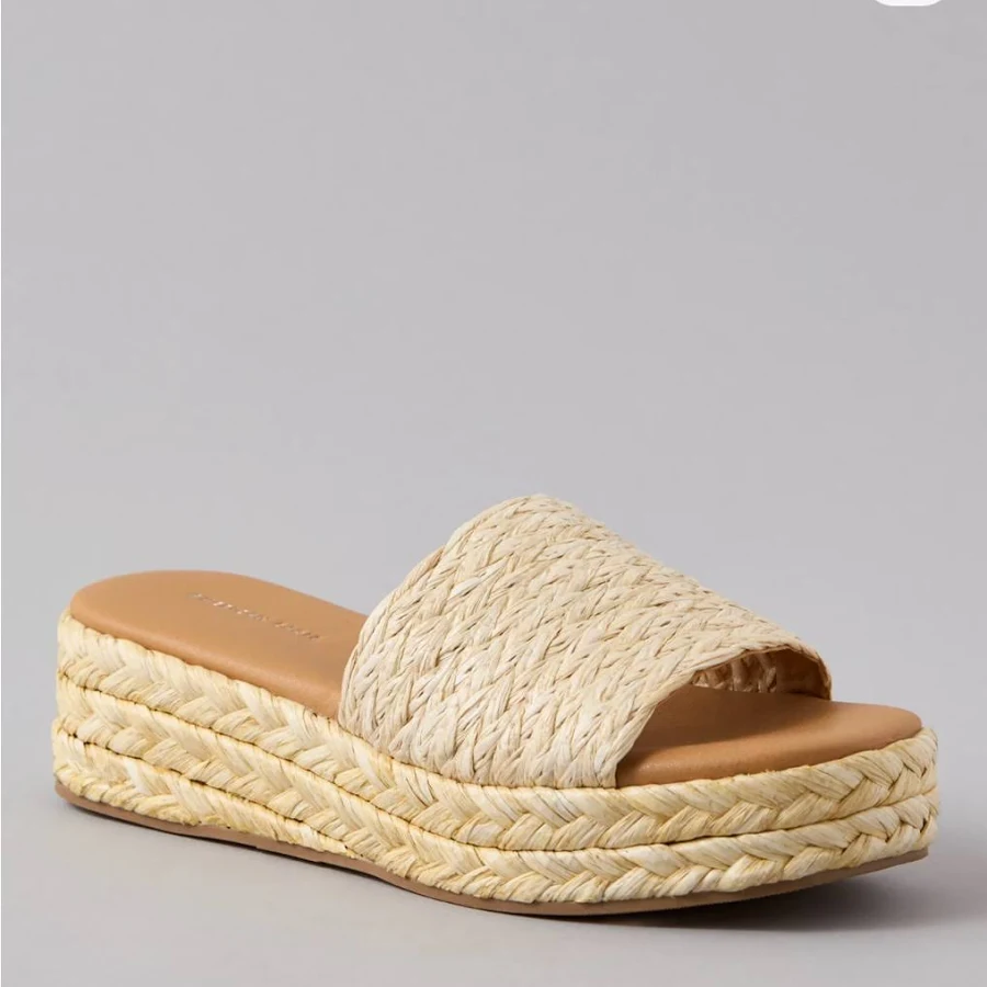 shoes AE Raffia Espadrille Flatform Slide Sandal American Eagle Outfitters $11.98