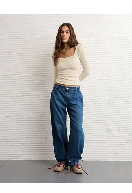 top AE Women's Long Sleeve Square Neck T-Shirt American Eagle Outfitters $11.98