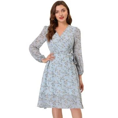 dress Allegra K Women's Boho Floral V-Neck Long Sleeve Chiffon Wrap Target $46.99