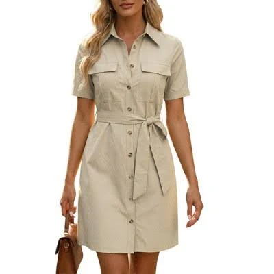 dress Allegra K Women's Collared Cotton Belted Shirtdress Target $43.99