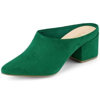 shoes Allegra K Women's Pointed Toe Slip on Block Heel Slide Mules Target $48.79