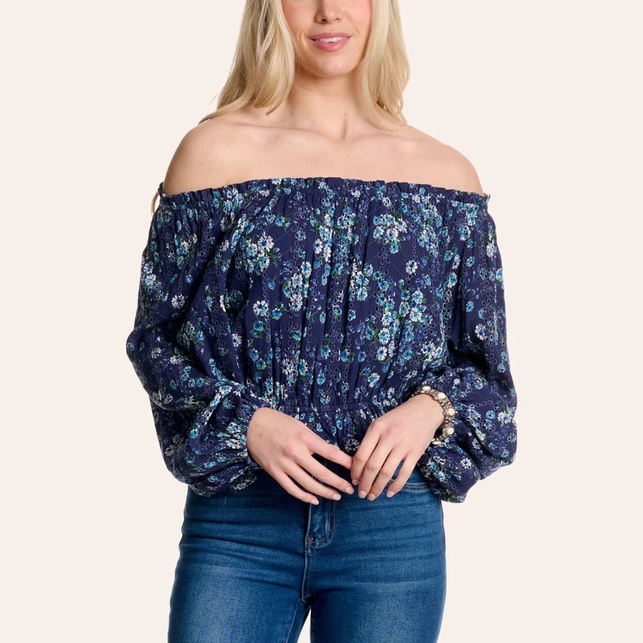 top Angie Women's Off Shoulder Floral Print Peasant Top Cavender's Boot City Western Store $38