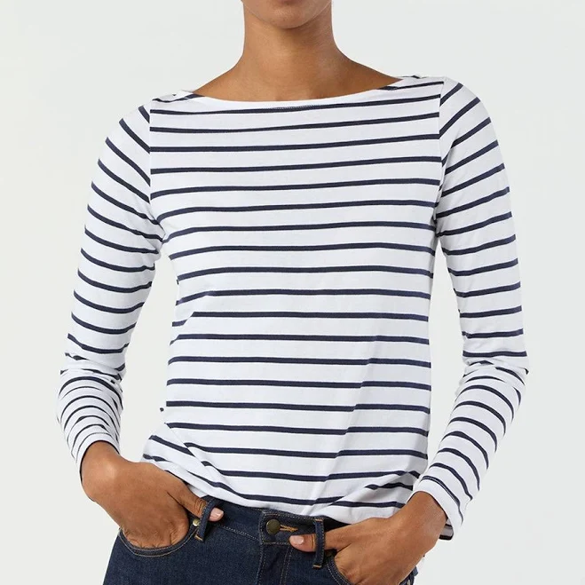 top Ann Mashburn Long-Sleeved Boatneck Tee in Pima Cotton Mashburn $95
