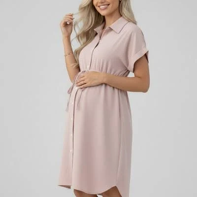 dress Anna-Kaci Women's Maternity Button Down Shirt Dress with Short Sleeves Target $41.99
