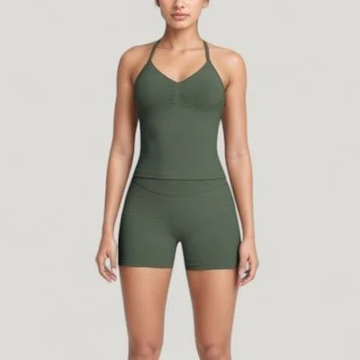 matching set Anna-Kaci Women's Seamless Halter Neck Top and Fitted Shorts Target $35.99