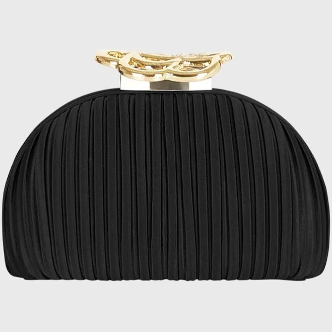 bag Anne Fontaine Grace Satin Mini Clutch with Gold Floral Clasp Anne Fontaine $495