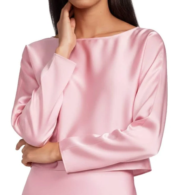 top Antonio Melani Blyss Boat Neck Long Sleeve Coordinating Satin Blouse Womens Dillard's $79