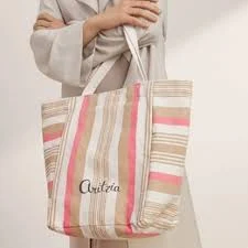 bag Aritzia Canvas Beige Coral Striped Beach Tote Bag eBay $25