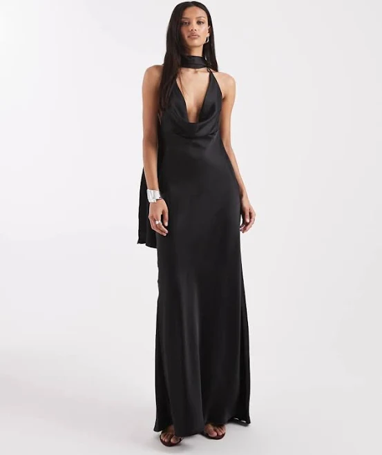 dress ASOS DESIGN Satin Cowl Neck Maxi Dress with Scarf ASOS $79.99