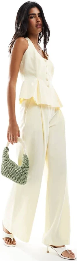 bottoms ASOS Tailored Linen Blend Wide Leg Pants ASOS $45.49