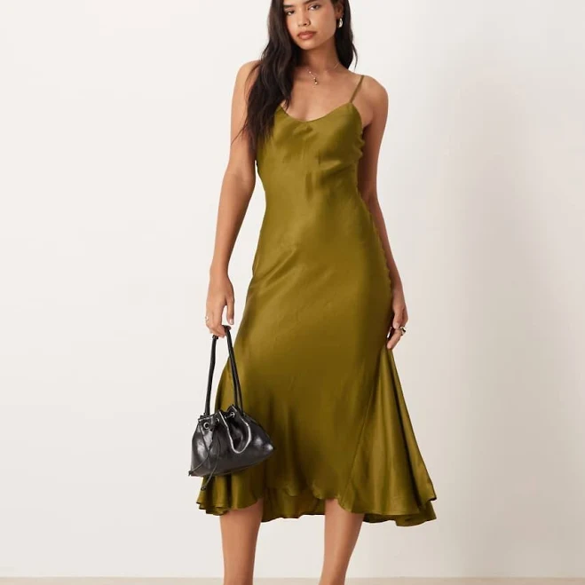 dress ASOS V Neck Cami Satin Slip Midi Dress ASOS $56.24