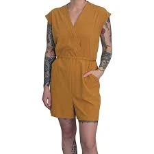 romper Athleta Golden Yellow Romper V-Neck Drawstring Tie Waist | XS eBay $30
