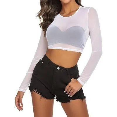 outerwear Avidlove Women's Mesh Sheer Long Sleeve Crop Top Target $15.99