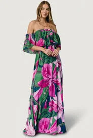 sundress Azalea Off Shoulder Maxi Dress | Green + Fuchsia Floral Baltic Born $48.6