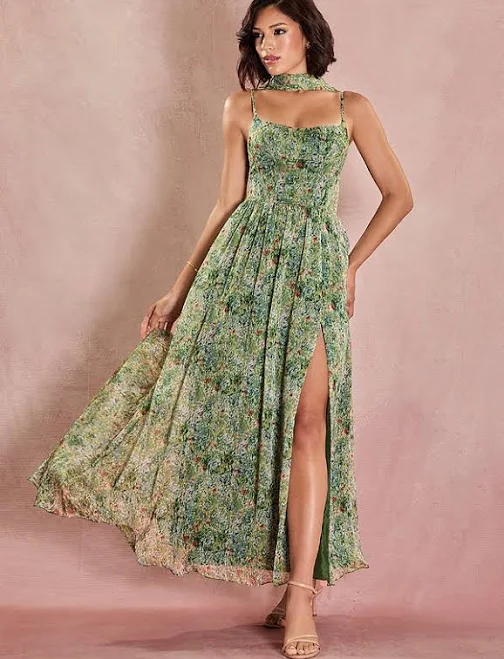 dress Azazie A-Line V-Neck Floral Maxi Dress Azazie.com $129
