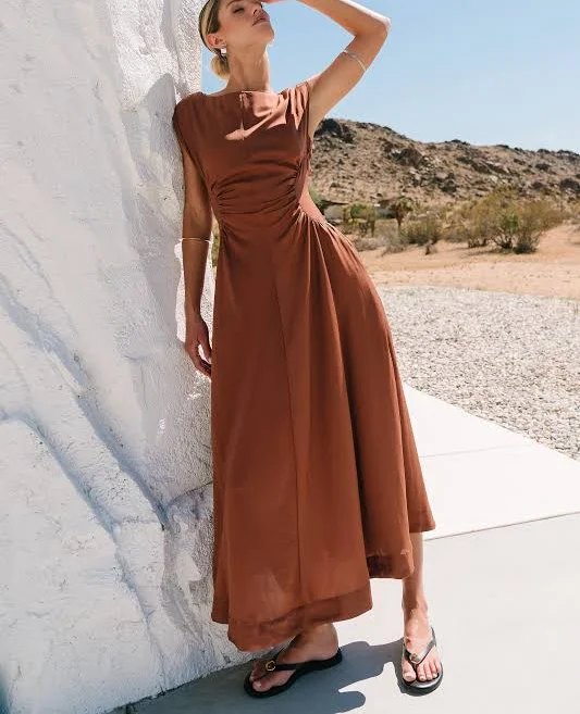 dress böhme Nora Midi Dress in Terracotta - Size Small, Non Stretch Material böhme $78.5