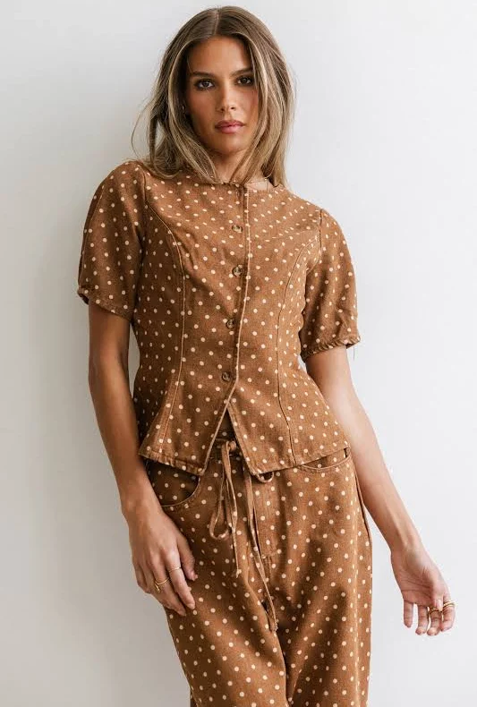 polka dots outfits böhme Tony Polka Dot Non Stretch Blouse böhme $59.5