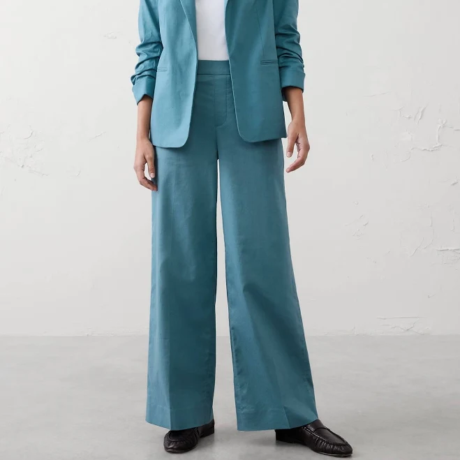 pants Bahama Bay Women's Wide-Leg High-Rise Linen-Blend Pants Banana Republic Factory $50