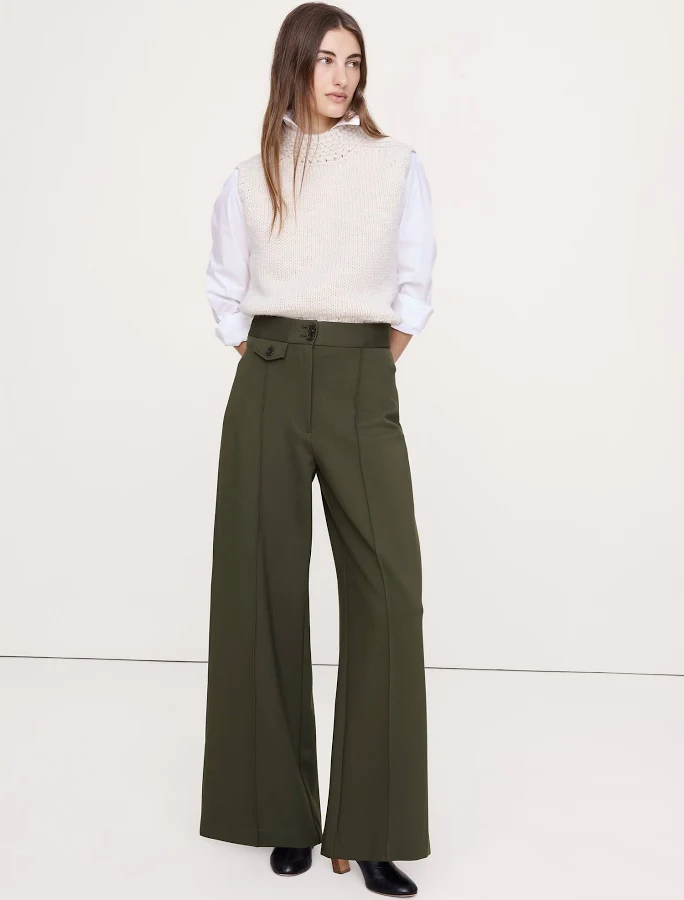 bottom Banana Republic Women's High-Rise Wide-Leg Drapey Ponte Pants Banana Republic $120