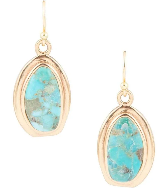 accessory Barse Women's Genuine Blue Turquoise Golden Drop Earrings Dillard's $68