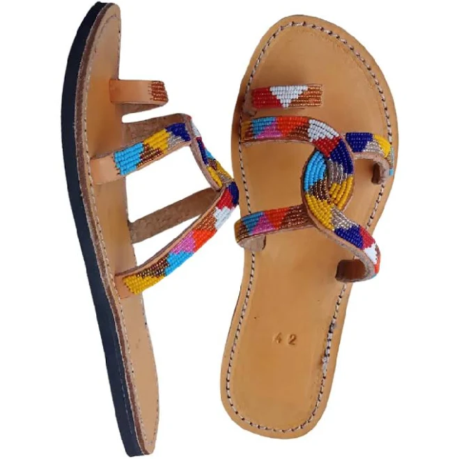 shoes Beaded Leather Sandals Mawu Africa $13.14