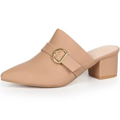 shoes Blissful Step Women's Pointed Toe Slip On Chunky Heel Mules Target $45.79