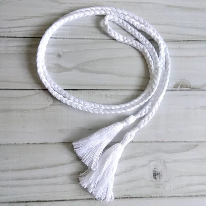 accessory Boho Braided Cotton Belt with Tassels (Handmade) Etsy - WovenSlavicBelts $20