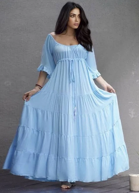 dress Boho Dress Tiered Skirt A Line Maxi Dress Lotustraders CLothing $65.99