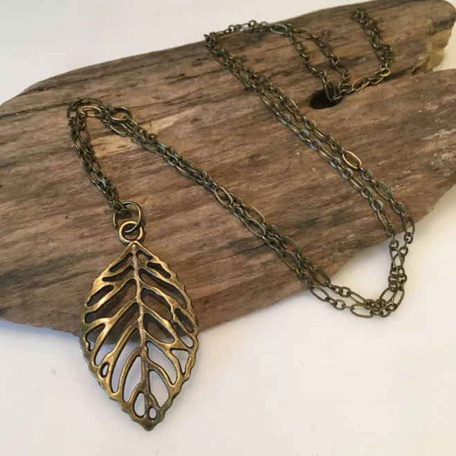 accessory Boho Leaf Pendant Necklace Etsy - BohoBlissCreations $16.2