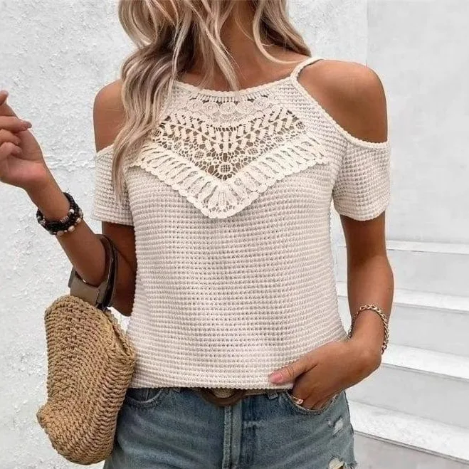 off-shoulder top Boho Off Shoulder Crochet Knit Top Boho Beach Hut $42.95